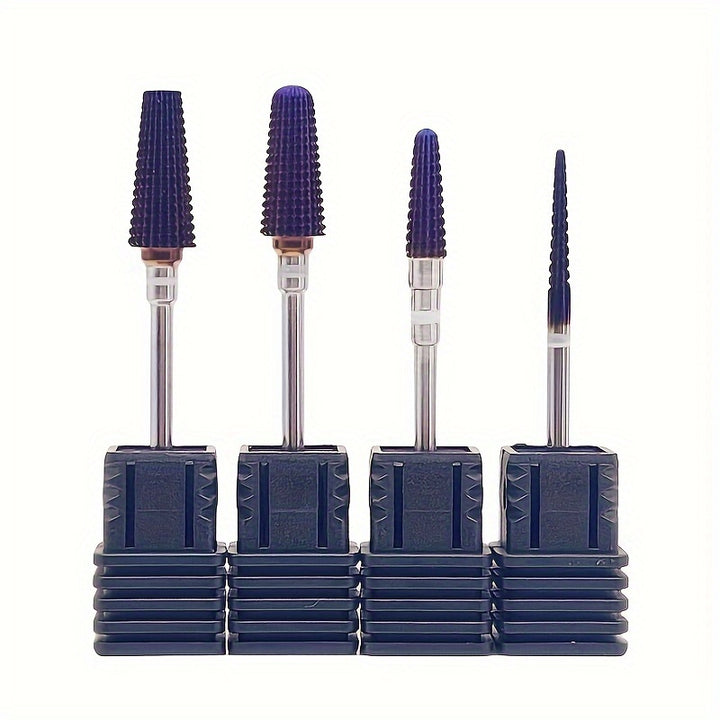 A set of four nail drill bits, non-heated nail polishing tools.