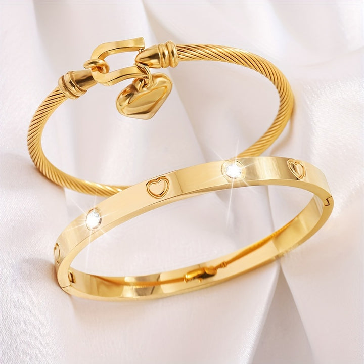 2pcs Fashion Stainless Steel Love Pendant Bracelets.