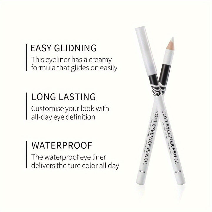 Waterproof White Eyeliner & Highlighter Pencil - Smudge-Proof, Alcohol-Free..