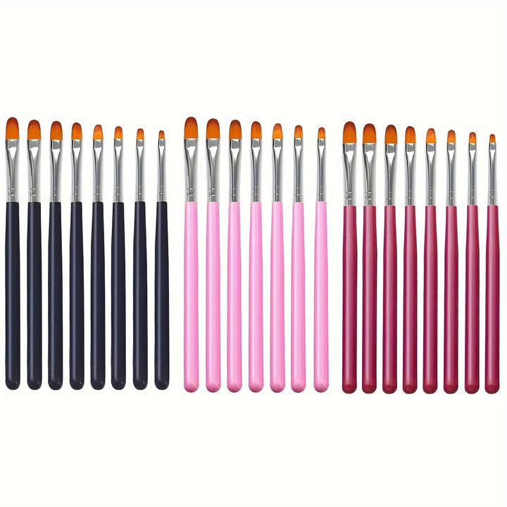 8pcs Nail Art Brush Set - Round Head, Formaldehyde-Free.