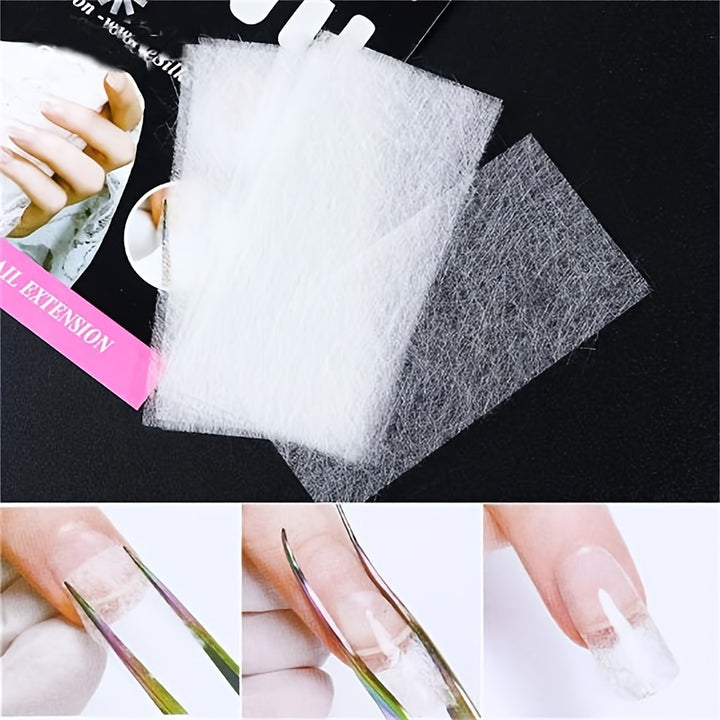 50pcs Fiberglass Nail Extension Wraps, Unscented, Invisible Silk Fiber for Nail Repair.