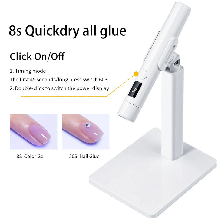 Mini UV LED Light For Gel Nails USB Rechargeable Handheld Portable Nail Lamp.