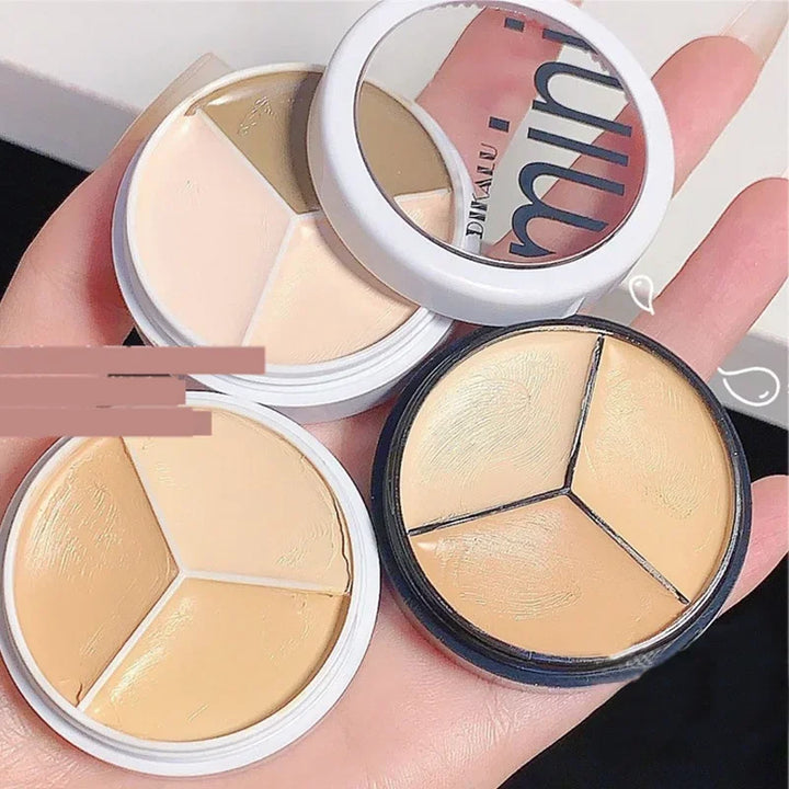 3 Colors Contour Concealer Palette with Brush Moisturizing Full Coverage Acne