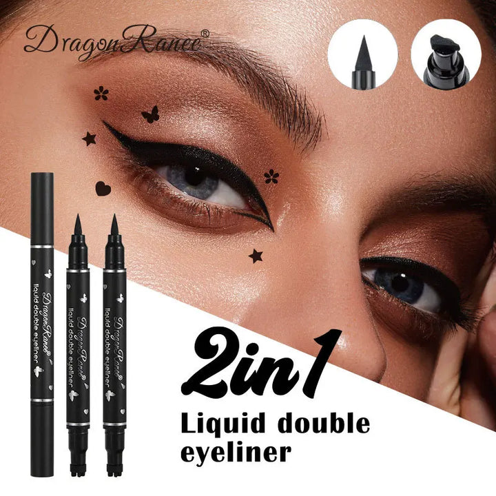 2 IN 1 Butterfly Seal Eyeliner Pen Star Moon Stamp Long-Lasting Waterproof Black.