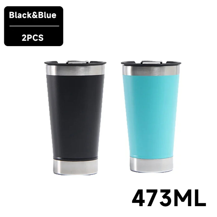 473ml Cold Beer Cup With Bottle Opener Lid Stainless Steel Thermos Water Coffee.