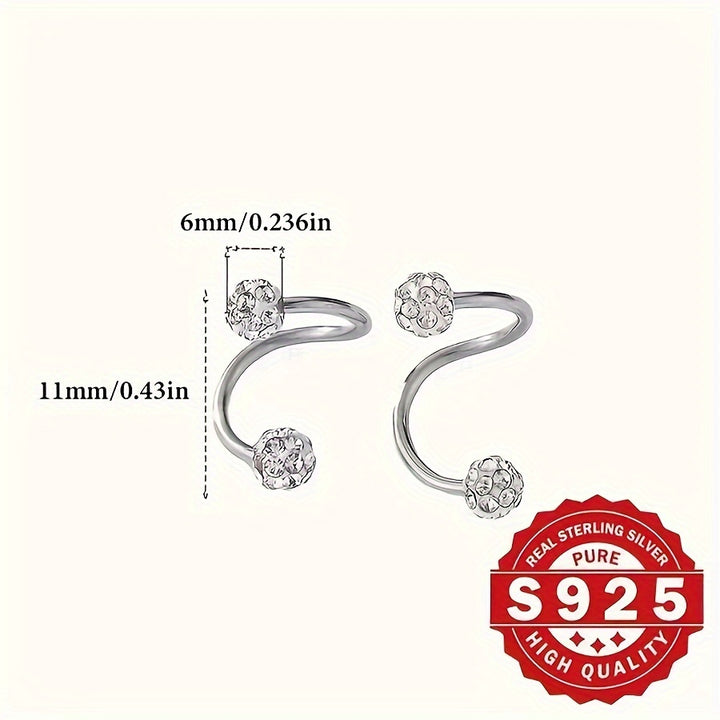 925 Sterling Silvery Sparkle Ball Stud Earrings.