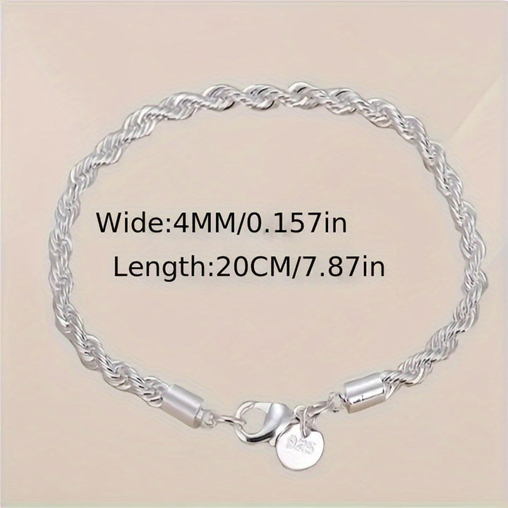 1pc Trendy Twisted Silvery Bracelet, Festival Birthday Gift For Men