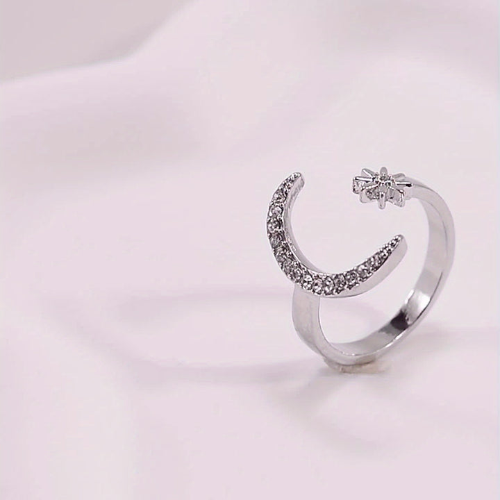 1pc Trendy Cuff Ring Moon And Sun Design Crescent Shape.