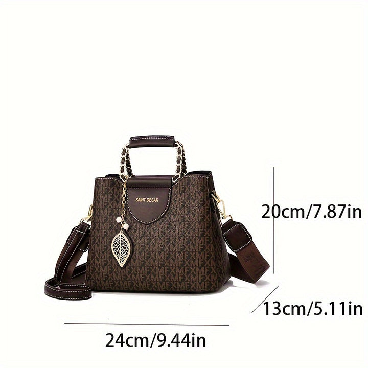 Casual Shoulder Bag Crossbody Bag With Zipper Closure, Wide & Removable Strap.