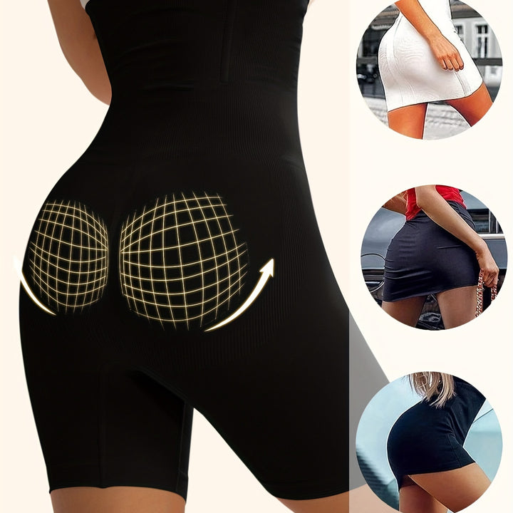 Tummy Control High Waist Sports Shorts, Waist Shaping Running Yoga Shorts, Women's Activewear Wide Waistband