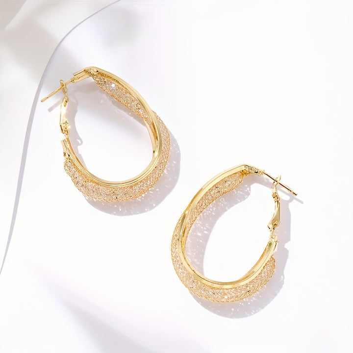 Gorgeous Mesh Hoop Alloy Earrings.