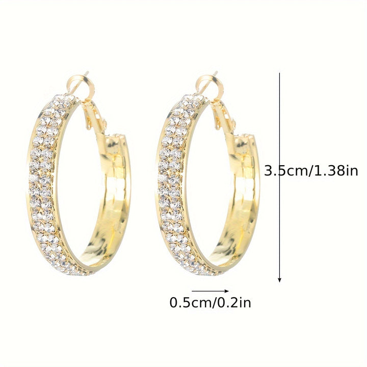 Shiny Zirconia Inlaid Hoop Earrings Copper 18K Gold Plated Ear Jewelry Luxury Style Circle Earrings For Women