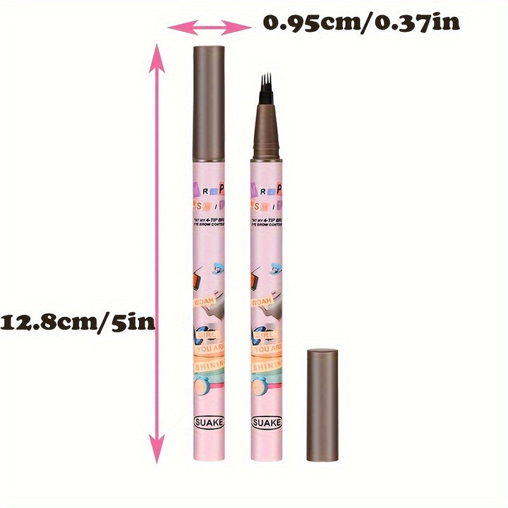 4 Split Head Liquid Eyebrow Pencil, 0.6ml, Durable Waterproof.