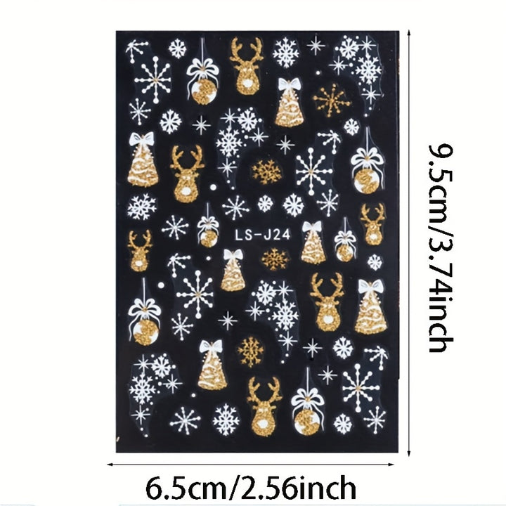 Sparkling Christmas Nail Art Stickers - 4 Sheets of Self-Adhesive..