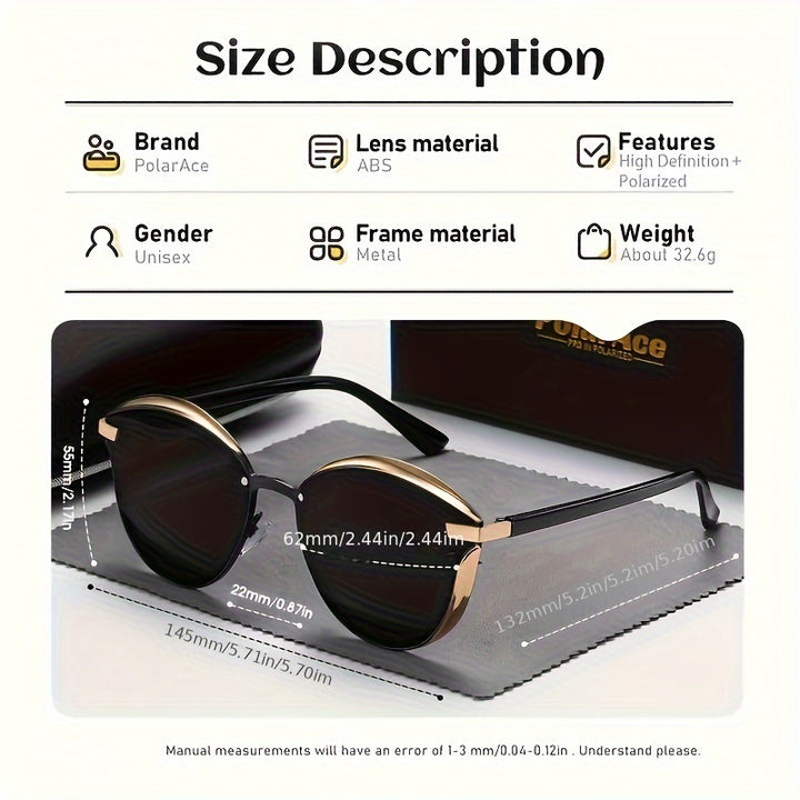 PolarAce Luxury Cat Eye Polarized Fashion Glasses - Elegant & Sexy, Perfect for Men & Women.