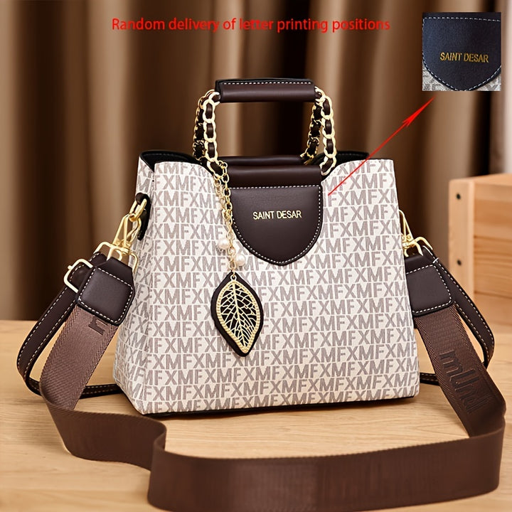 Casual Shoulder Bag Crossbody Bag With Zipper Closure, Wide & Removable Strap.