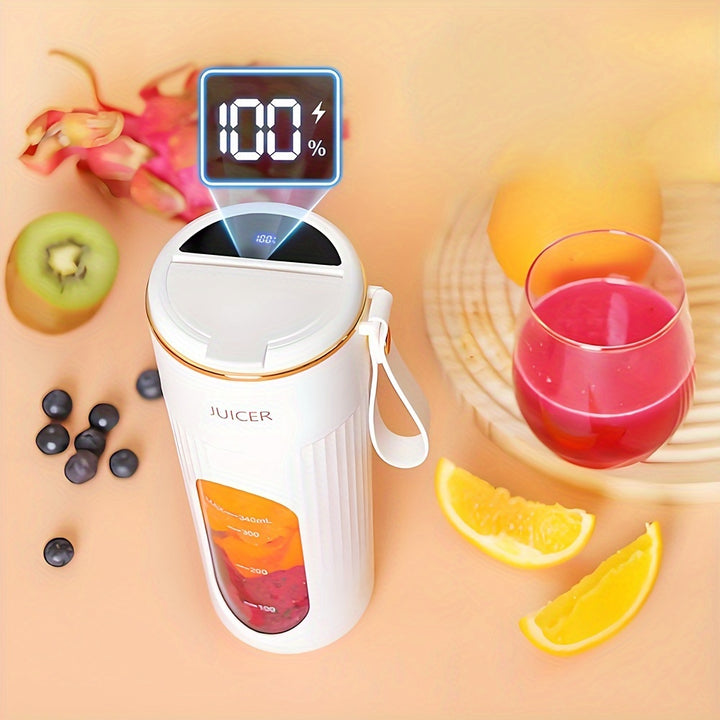 Compact USB Rechargeable Juicer - Portable Blender & Ice Crusher with Digital Display.