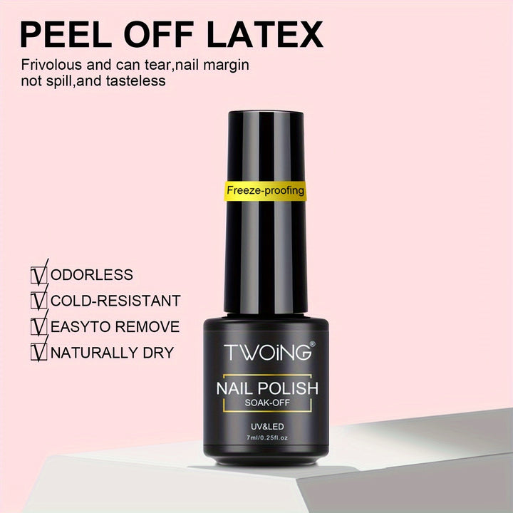 TWOING Peel Off Nail Polish Barrier, 7ml Soak-Off Liquid Latex Tape.