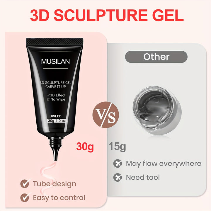 Odorless 30g Clear Nail Art Sculpting Gel - Lead-Free Builder & Carving Gel for DIY Designs, Embossing & Decoration