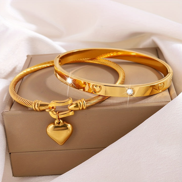 2pcs Fashion Stainless Steel Love Pendant Bracelets.