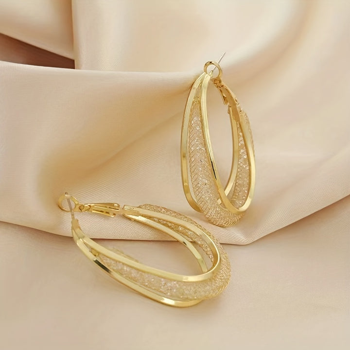 Gorgeous Mesh Hoop Alloy Earrings.