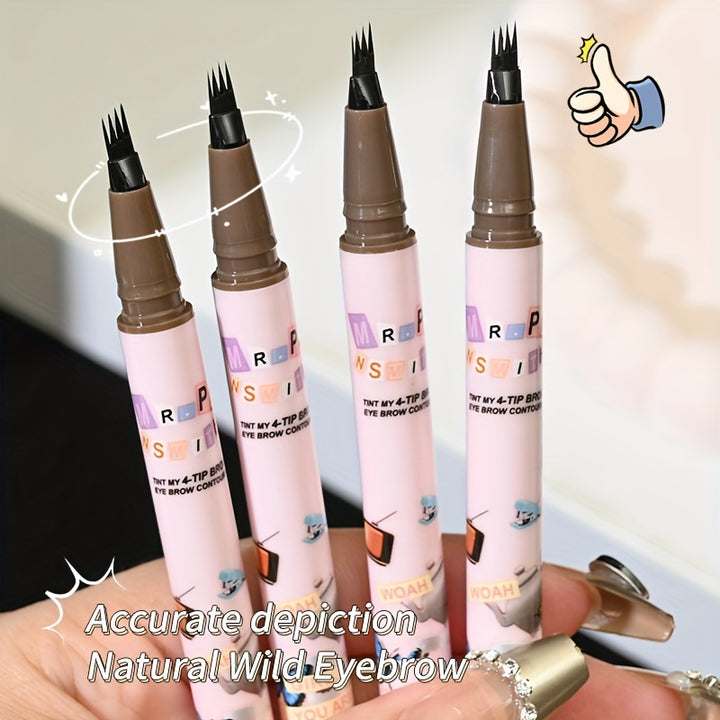 4 Split Head Liquid Eyebrow Pencil, 0.6ml, Durable Waterproof.