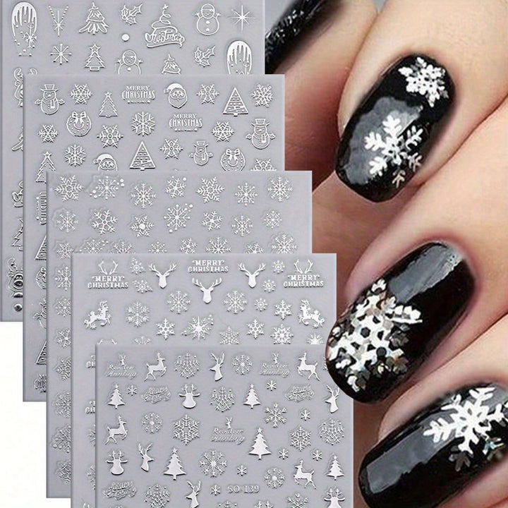 5pcs 3D Snowflake Christmas Hot Stamping Nail