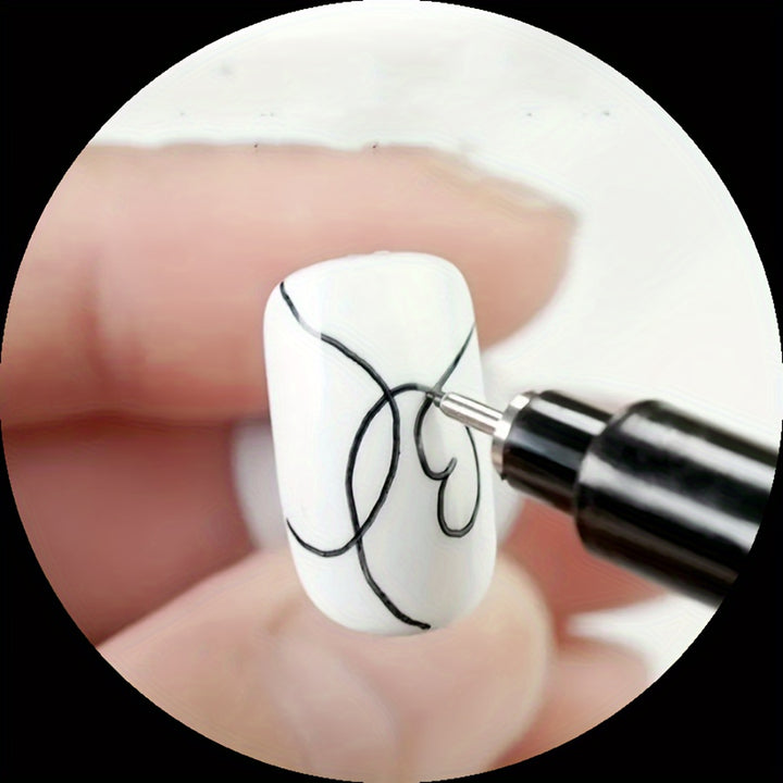 Black Nail Art Graffiti Pen, Drawing Brush, Line Art Border Tool.