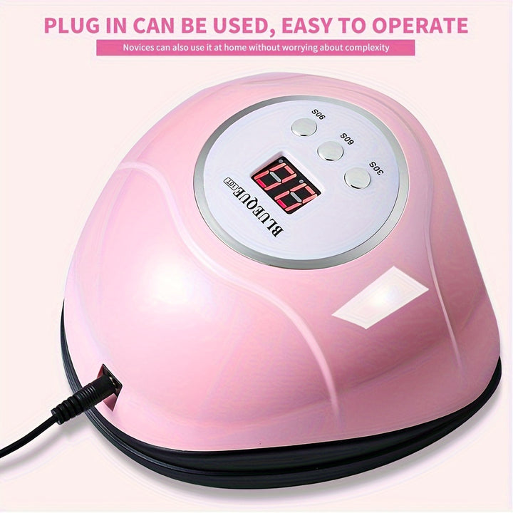 Professional Pink UV LED Nail Lamp - Fast Gel Polish Drying for Hands & Feet, 3 Timer Settings & Auto Sensor, USB Powered, Odorless