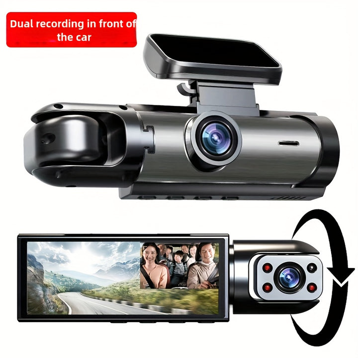 HD 1080P Dual-Camera Car Dash Cam with 8.03cm IPS Screen, Night Vision & Wide Angle - Easy Install, Rechargeable Battery