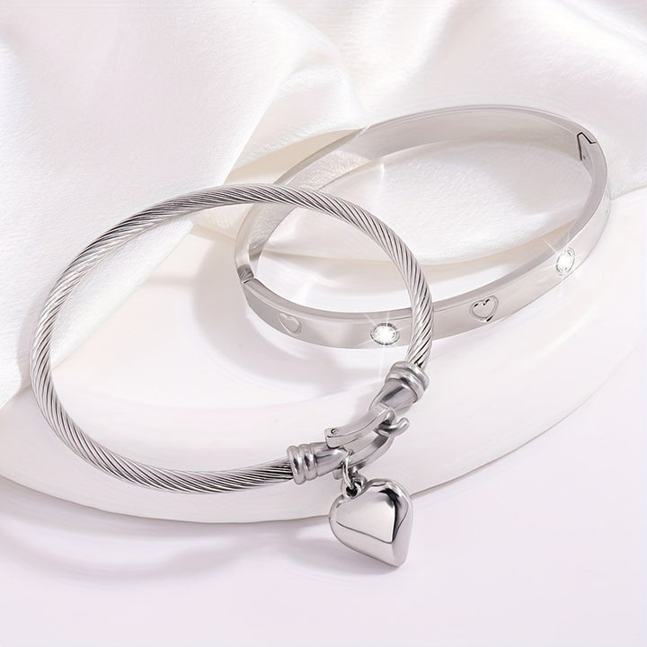 2pcs Fashion Stainless Steel Love Pendant Bracelets.