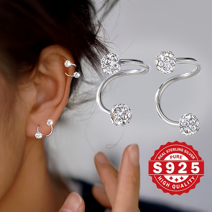 925 Sterling Silvery Sparkle Ball Stud Earrings.